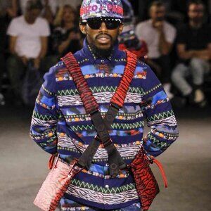 Kenzo H&M Men's Snap Button Shirt Jacket Large Blue Shacket Flannel Runway Rare